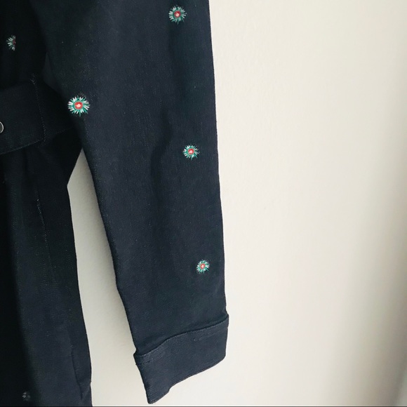 Ted Baker Embroidered Dark Wash Denim Belted Dress NWT - Picture 3 of 7